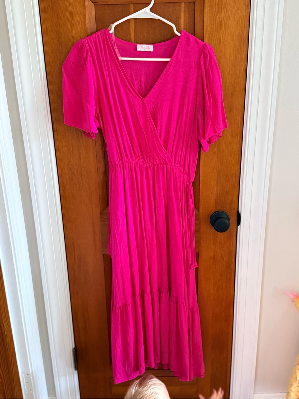 Pink Lily Hot Pink Maxi Wrap Dress